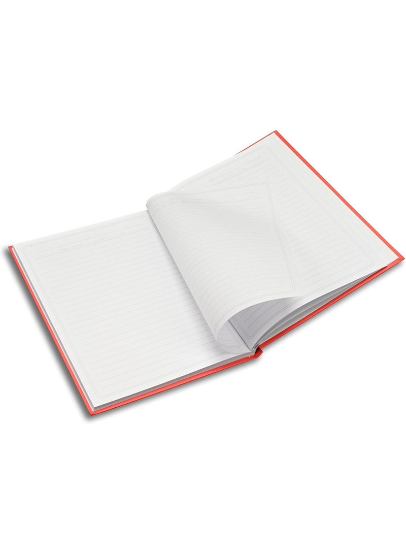 FIS Oman Design, Hard Cover Notebook, Glued Binding, Size 180x250mm, 100 Sheets, 200 Pages, White Paper, Single Ruled with Border, Arabic, Packet of 5 Pieces, Neon Red Color-FSNBOM100NRE - Image 4